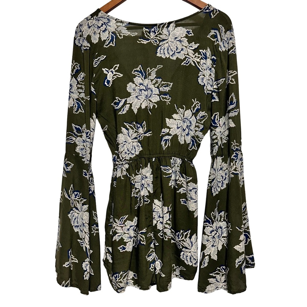 90s ABERCROMBIE & FITCH | Boho Floral Bell Sleeve Festival Romper Cottagecore - Picture 2 of 7